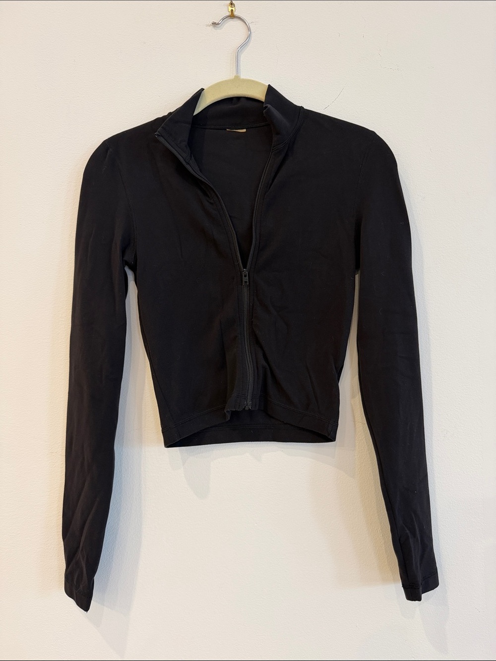 Aritzia Black Zip-Up Fitted Sweatshirt Hoodie
